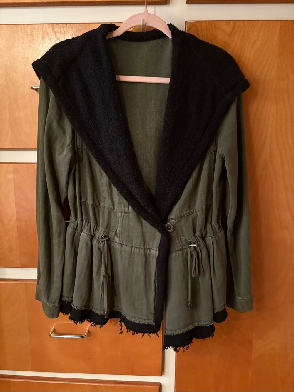 Free People Olive Green Military Jacket Soft Peplum Wrap XS